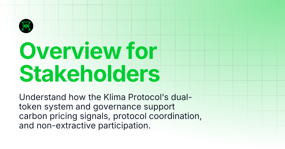 Overview for Stakeholders | Klima Protocol