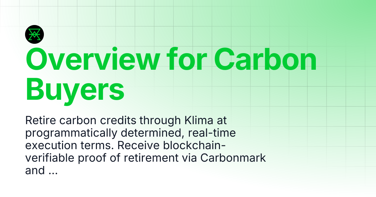 Overview for Carbon Buyers | Klima Protocol